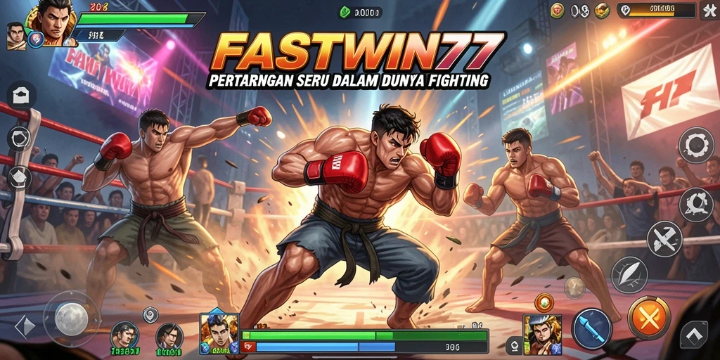 Tampilan gameplay bertarung dalam FASTWIN77 yang menegangkan.