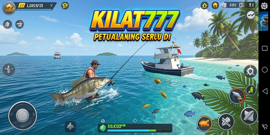 Tampilan gameplay seru memancing di KILAT777 dengan beragam ikan.