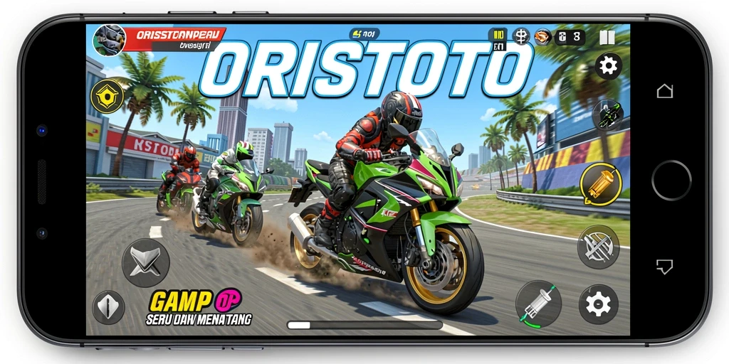 Gameplay seru ORISTOTO dengan balapan motor yang mendebarkan.