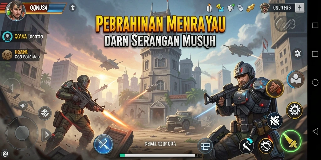 Screenshot gameplay QQNUSA menampilkan menara yang siap bertempur.