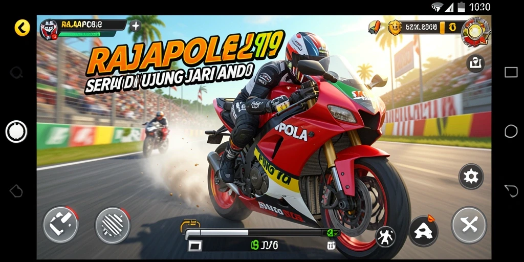 Tampilan gameplay balapan motor yang penuh aksi dan cepat.