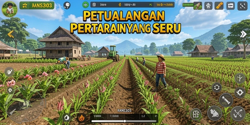 Tampilan gameplay menarik dari RANS303 saat bertani di ladang.