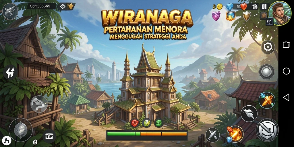 Tampilan gameplay menara pertahanan yang mendebarkan dari WIRANAGA.
